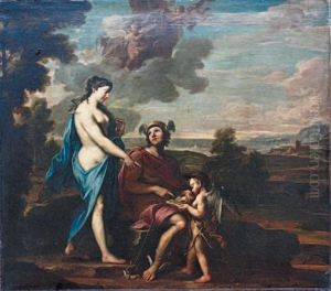 Venus Dictant A Cupidon Un Message Pour Mercure by Giovanni Lanfranco