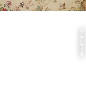 Birds And Flowering Foliage by  Lang Shining (Giuseppe Castiglione)
