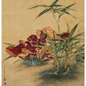 Lingzhi Fungus And Bamboo by Lang Shining (Giuseppe Castiglione)
