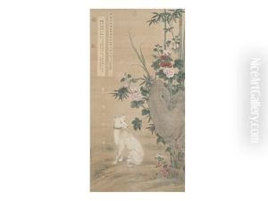 Figure Of White Western Dog by  Lang Shining (Giuseppe Castiglione)
