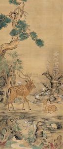 Tree And Animals by  Lang Shining (Giuseppe Castiglione)