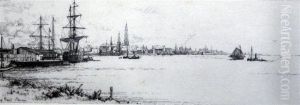 'le Quai Du Rhin, Anvers' & 'le Quai Des Celestines, Paris' by Eugene Bejot