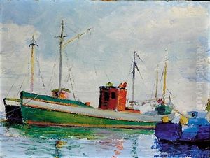 Fishing Boats In Harbor by Albert Lang