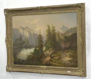 Gebirgslandschaft Mit Frau Und Kind