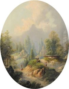 Berglandschaften (pair) by August Lang