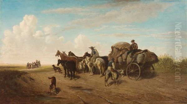 Pferdefuhrwerk In Sudfranzosischer Landschaft (camargue?) - view 1