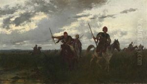 Turkische Baschi-bosuks In Moorlandschaft by Heinrich Lang