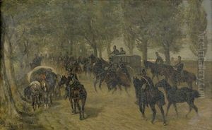Truppenbewegung Auf Der Landstrasse by Heinrich Lang