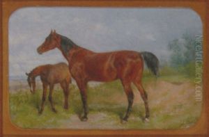 A Mare And Foal In A Landscape A Mare And Foal In A Landscape