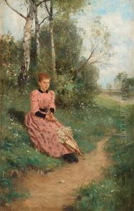 Forest Scene With Young Woman Forest Scene With Young Woman