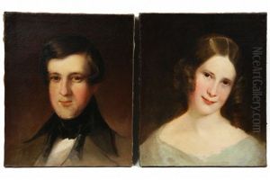 Bust Portraits Of Young Man And Woman (pair) by Louis Lang