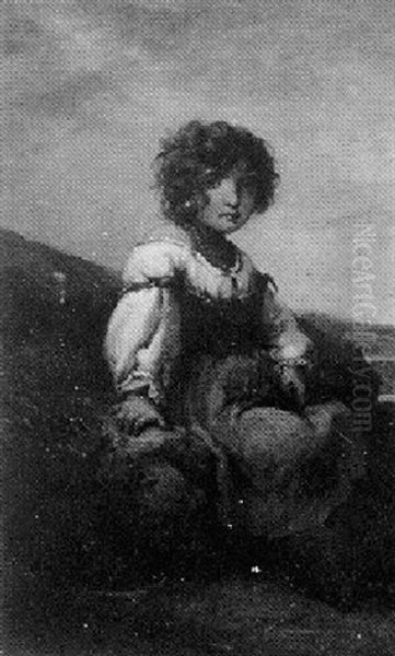 Young Girl Gathering Strawberries - view 1