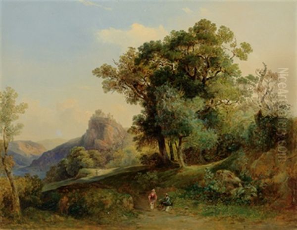 Idyllische Landschaft Im Hintergrund Eine Burganlage - view 1