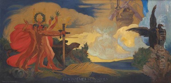 Les Poemes Heroiques, Les Tenebres Chassees Par Un Lumiere (etude Pour Le Foyer De Theatre De Louvain) (study) - view 1
