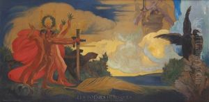 Les Poemes Heroiques, Les Tenebres Chassees Par Un Lumiere (etude Pour Le Foyer De Theatre De Louvain) (study) by Maurice Langaskens