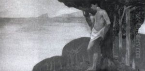 Jeune Homme Pensif Devant La Mer by Maurice Langaskens