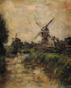 Paysage Aux Moulins by Adolf Frederik Lange