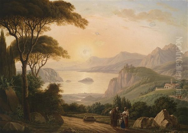 Sudliche Landschaft Mit Figurlicher Staffage Im Vordergrund - view 1