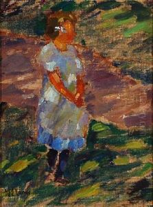 A Little Girl Standing In A Garden With A Glimmer Of Sunshine by Erik Niels Lange
