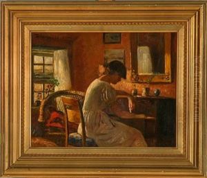 Interior With A Woman At The Desk