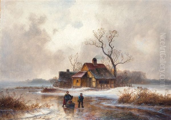 Figuren Op Het Ijs Bij Winternamiddagzon - view 1