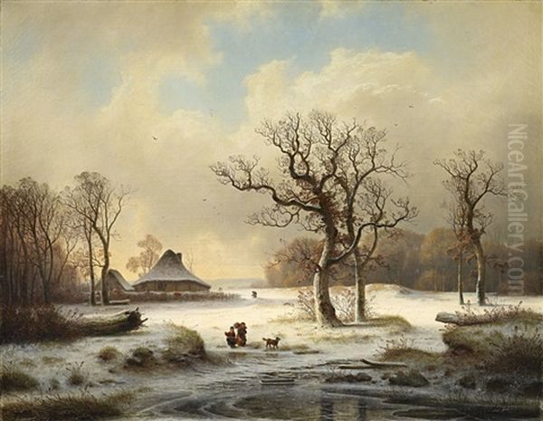 Winter Landscape With Farmstead And Brushwood Collectors - view 1