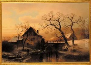 Paesaggio Fiammingo Innevato by Johann Gustav Lange