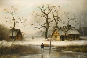 Winter Am Gehoft by Johann Gustav Lange