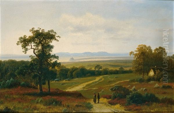 Landschaft In Der Umgebung Von Bonn. Blick Uber Die Auslaufer Des Kottenforsts Auf Die Godesburg Und Das Siebengebirge - view 1