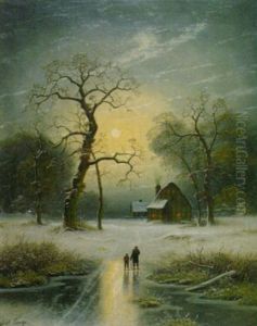 Winterlandschaft Bei Mondlicht
