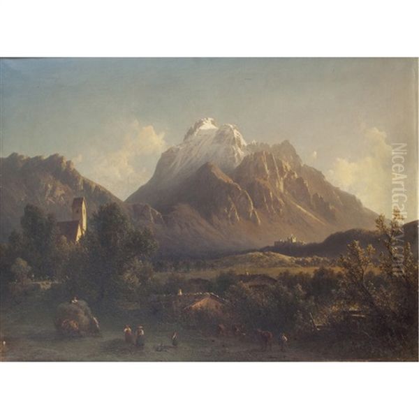 An Alpine Landscape With Haymakers - view 1
