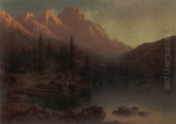 Alpenseelandschaft Im Abendlicht (gosausee) - view 1