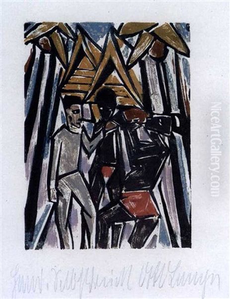 Tongu, Van Zanten Und Tokozikasa Vor Dem Zelt Des Konigs (pl.3 From Van Zantens Gluckliche Zeit) - view 1