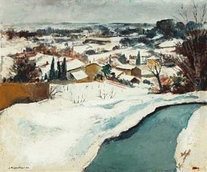 Wintry Landscape With Lake by Siren Laessoe Lange