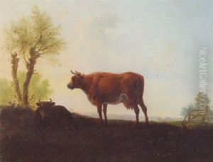 Cattle Grazing At Sunset by Jan Anthonie Langendyk