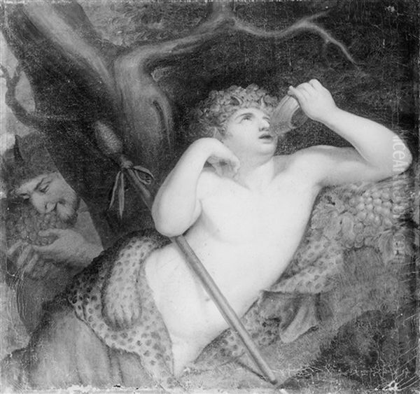 Weintrinkender Bacchusknabe Mit Einem Satyr - view 1
