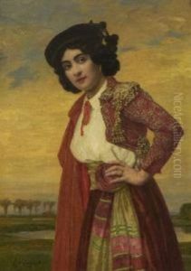 Bildnis Einer Dame In Spanischem Kostum by Ludwig Von Langenmantel
