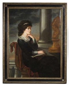 Dame Mit Schreibzeug. Sie Betrachtet Versunken Die Buste Einer Minerva by Johann Peter Von Langer