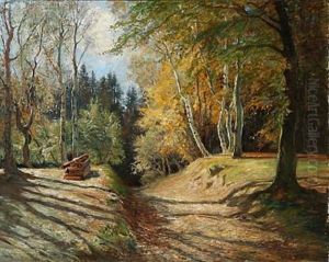 Efteraar I Skoven Ved Bagsvaerdso by Olaf Viggo Peter Langer