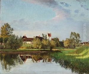 Village Pond At A Church