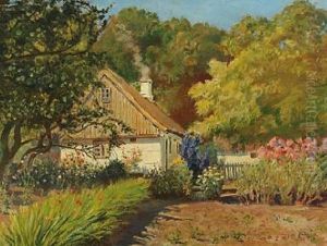 Garden Scenery And A House, Summer