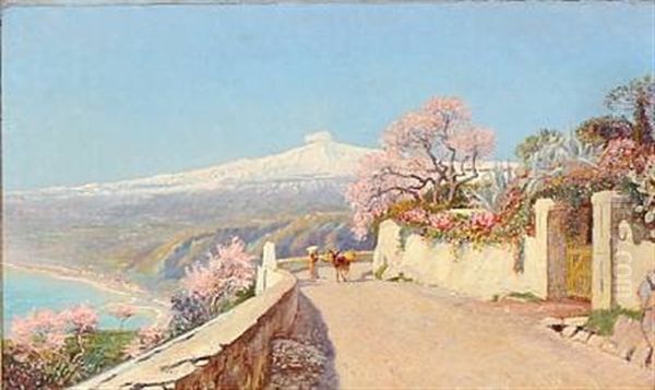 Summer Day In Taormina With Mount Etna In The Background - view 1