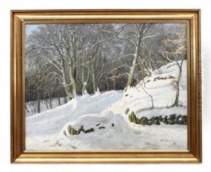 Orholm, Januari - Vinterlandskap by Olaf Viggo Peter Langer