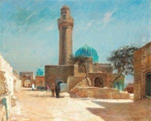 Motiv Fran Kaukasus Med En Minaret I Shichova