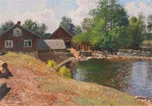 Kvarnen Vid Gunnersfors, Smaland by Olaf Viggo Peter Langer
