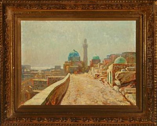 A Persia Street Scene With Persons And A Larger Mosque - view 1