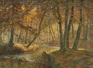 Efteraarsdag I Moesgaard Skov by Olaf Viggo Peter Langer