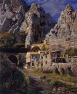 Gebirgslandschaft Mit Pont St. Louis Bei Menton