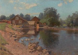 Figurer Og Hus Ved So, I Forgrunden Gaes