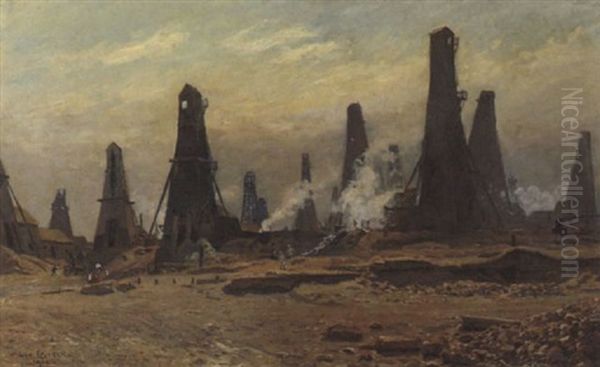 Olfelder Mit Bohrturmen In Baku - view 1